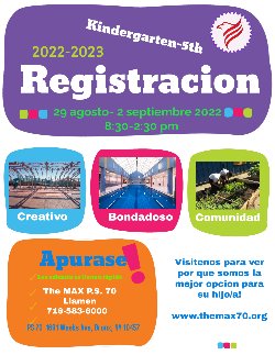The Max Registration Flyer in spanish.